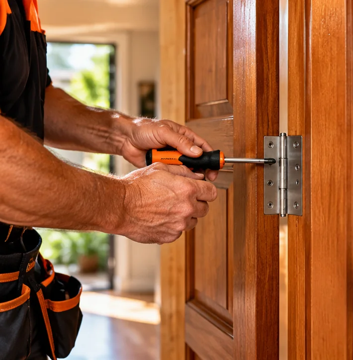 Orange-accented tools being used for a small home repair