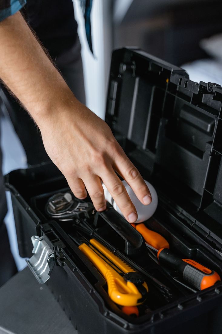 Orange and black hand tools for home upkeep