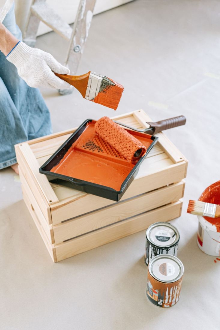 Orange painting tools for home finishing touches